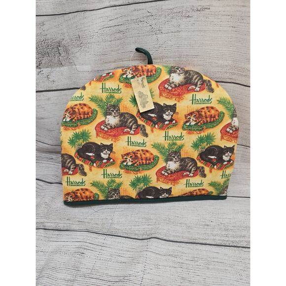 Vintage Harrods Tea Cozy With Cats Print All Over NWT - Picture 1 of 7